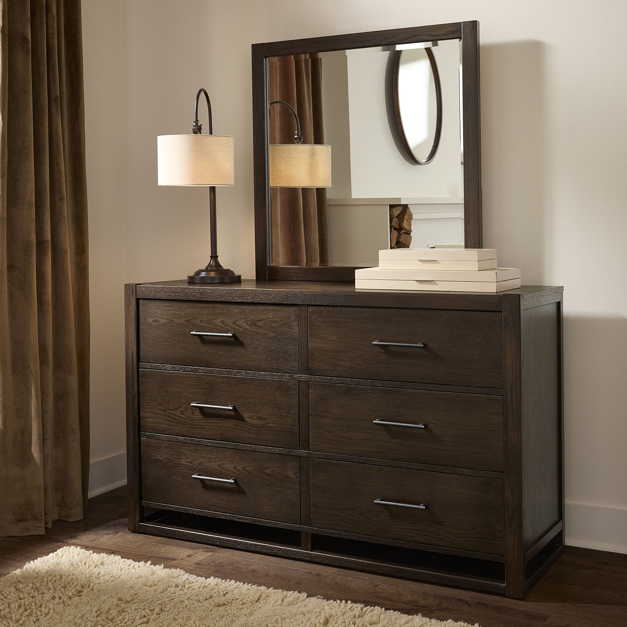 6 drawer dresser brown wood Denver Brown 6-Drawer Dresser