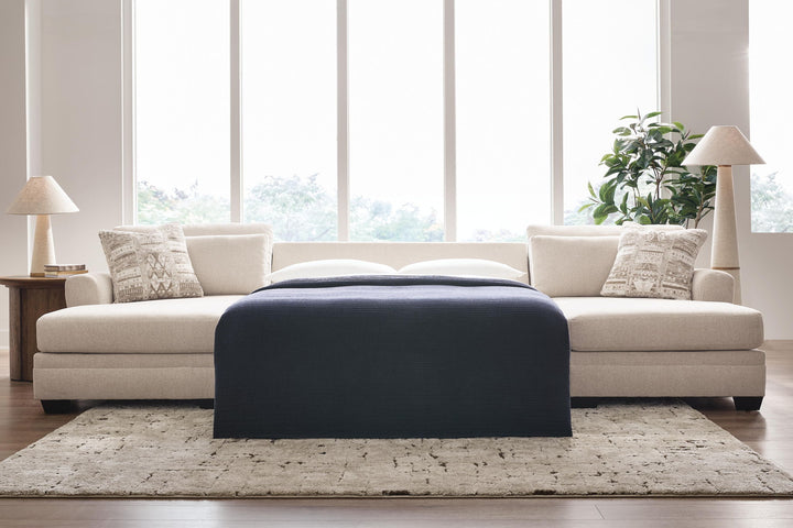 Mandi Point - 3-Piece Double Chaise Sleeper Sectional - Marble