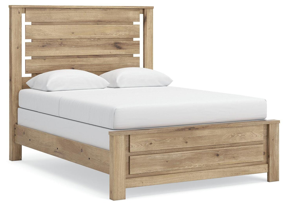 Brozmont - Queen Panel Bed - Tan - Roberts Furniture & Mattress (Yorktown, VA)