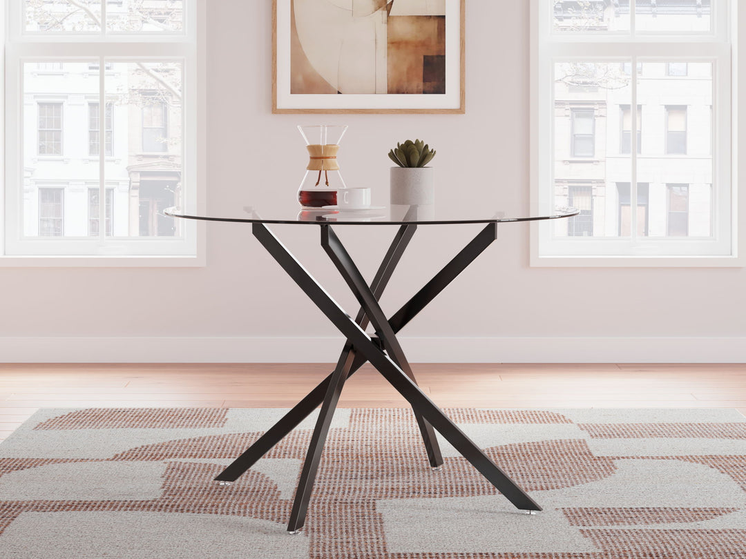 Pharwynn - 5 Pc. - Dining Room Table, 4 Side Chair - Black - Roberts Furniture & Mattress (Yorktown, VA)