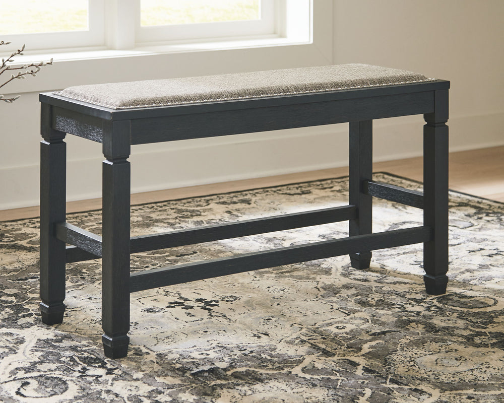 Tyler Creek - DBL Counter UPH Bench  - Antique Black - Roberts Furniture & Mattress (Yorktown, VA)