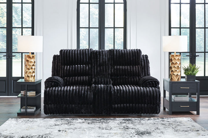 Rhine Falls - Double Reclining Power Loveseat With Console - Onyx