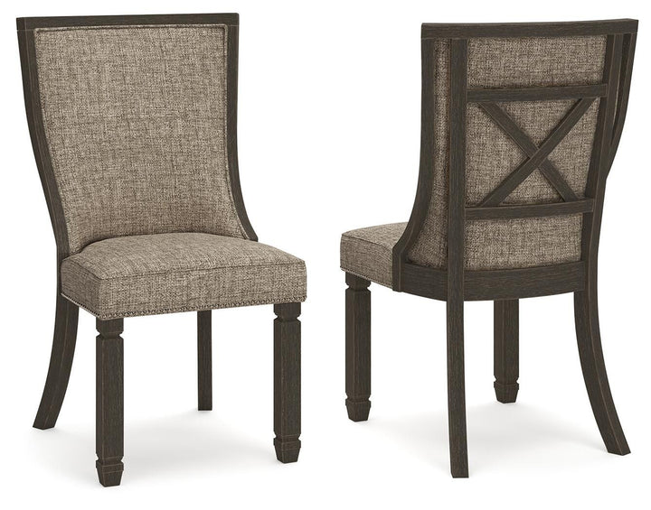 Tyler Creek - Dining UPH Side Chair (Set of 2) - Framed Back - Black / Grayish Brown - Roberts Furniture & Mattress (Yorktown, VA)