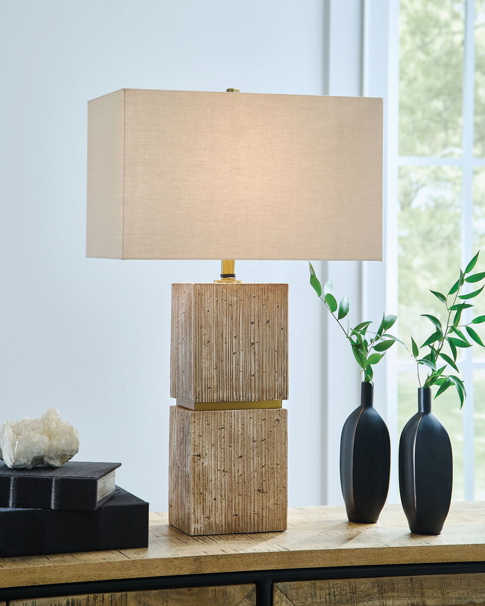 Laddner - Poly Table Lamp - Beige - Roberts Furniture & Mattress (Yorktown, VA)