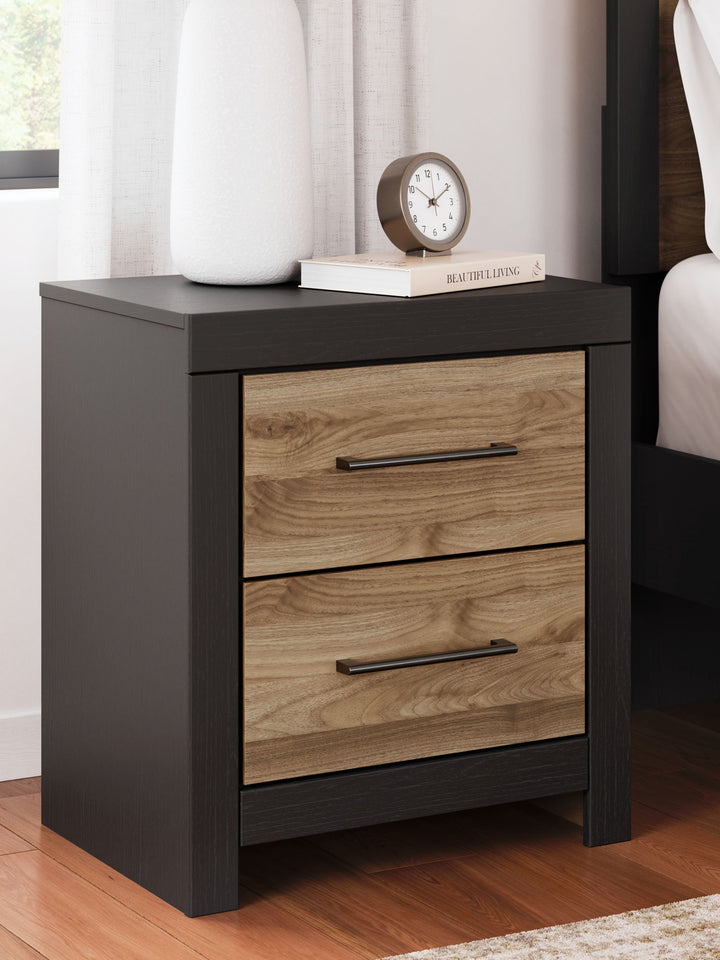 Vertani - Two Drawer Night Stand - Black / Honey Brown