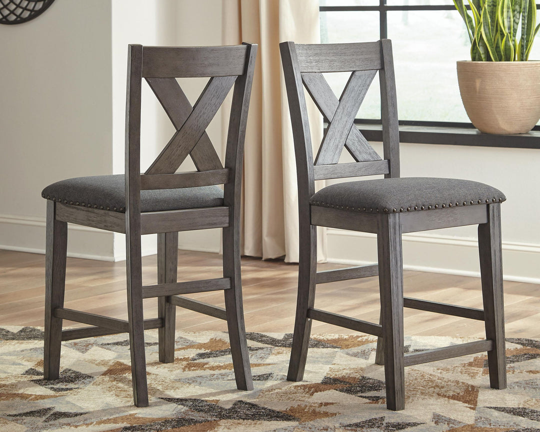 Caitbrook - Upholstered Barstool (Set of 2) - Gray - Roberts Furniture & Mattress (Yorktown, VA)