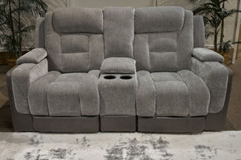 Mixed Motion - Power Reclining Loveseat With Console / Adjustable Headrest - Roberts Furniture & Mattress (Yorktown, VA)