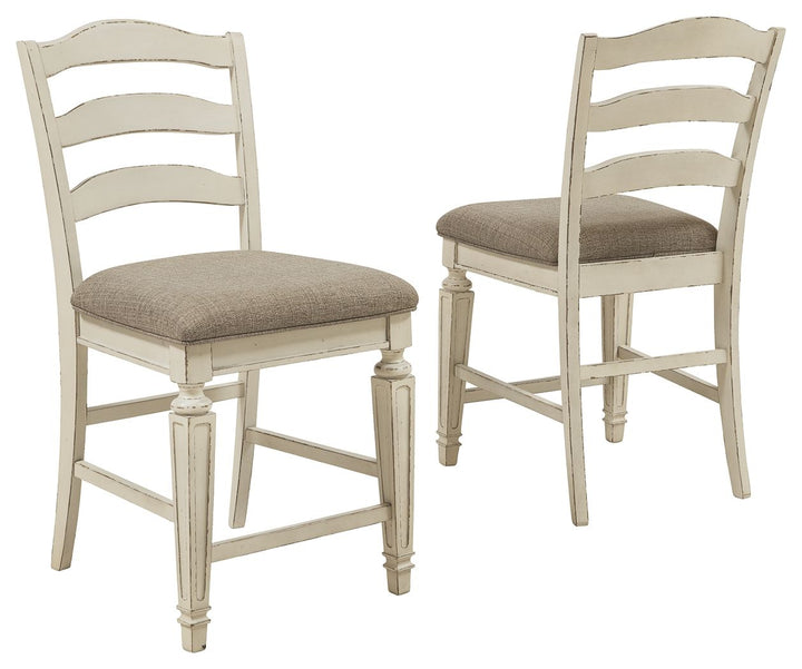 Realyn - Upholstered Barstool (Set of 2) - Chipped White