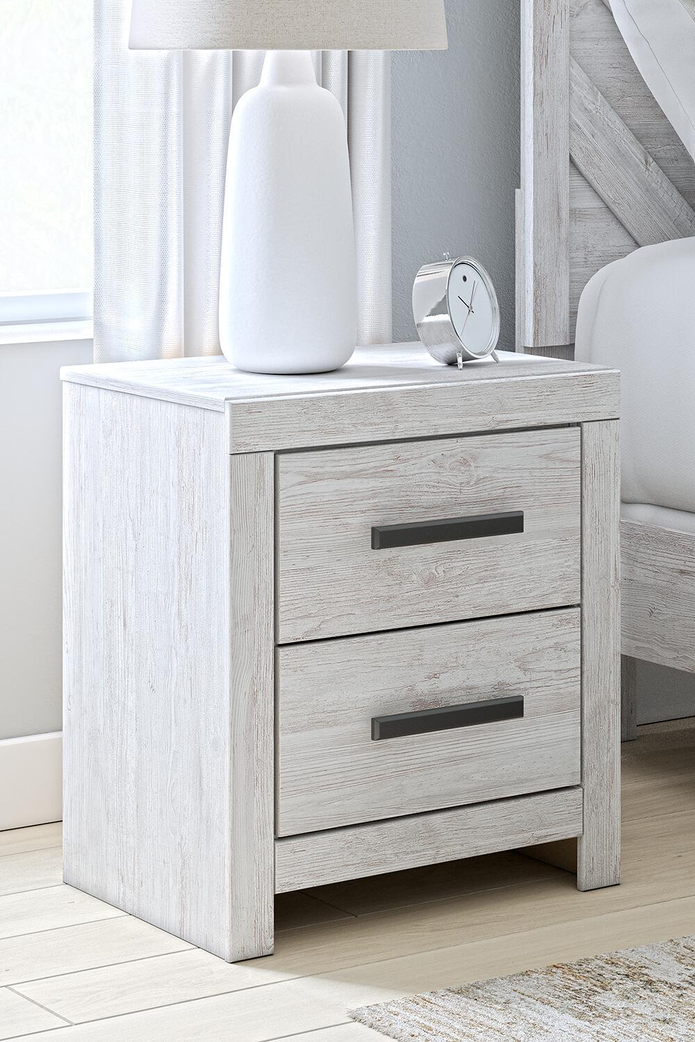 Cayboni - Two Drawer Night Stand - Whitewash - Roberts Furniture & Mattress (Yorktown, VA)