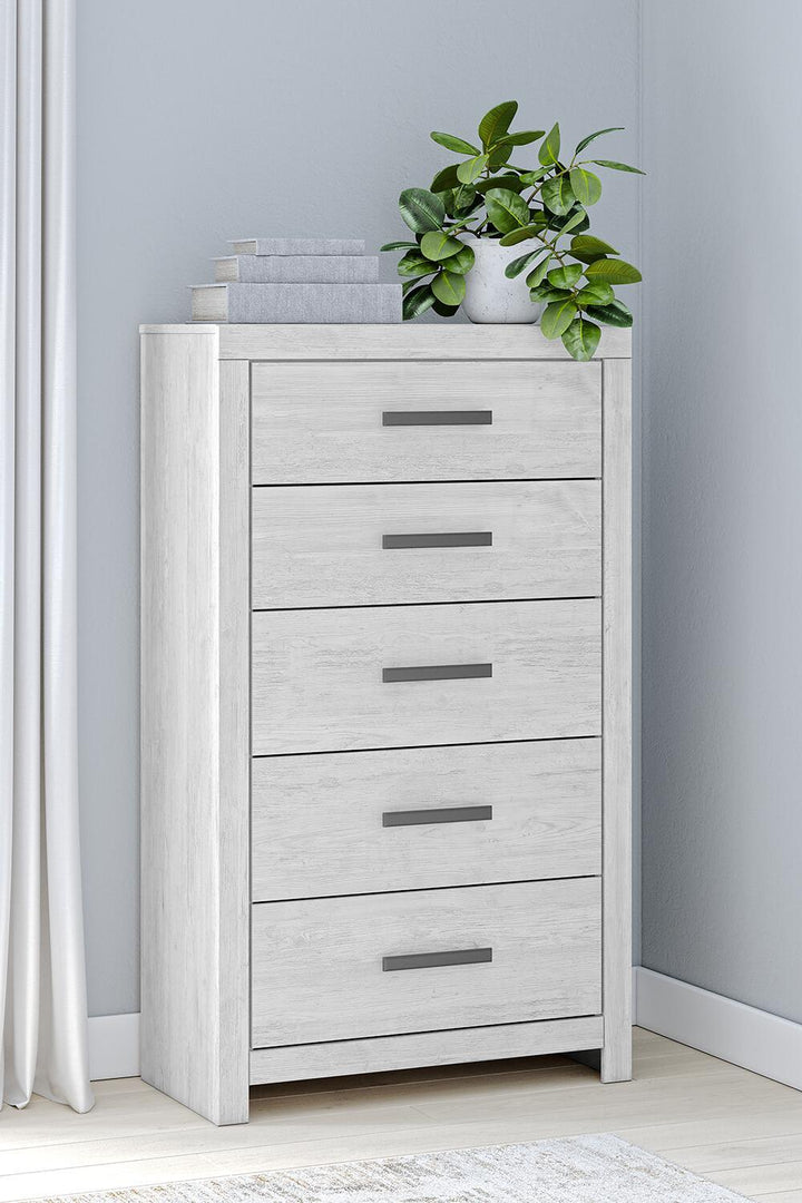 Cayboni - Five Drawer Chest - Whitewash - Roberts Furniture & Mattress (Yorktown, VA)