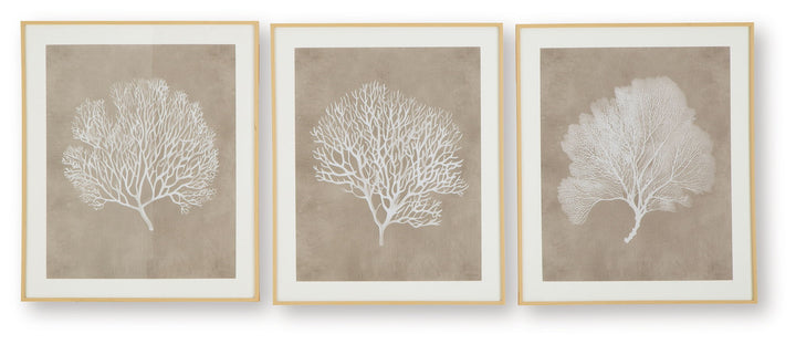 Hendridge - Wall Art Set (Set of 3) - Taupe / White