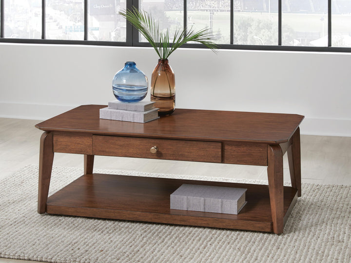 Trenmour - Rectangular Cocktail Table - Medium Brown - Roberts Furniture & Mattress (Yorktown, VA)
