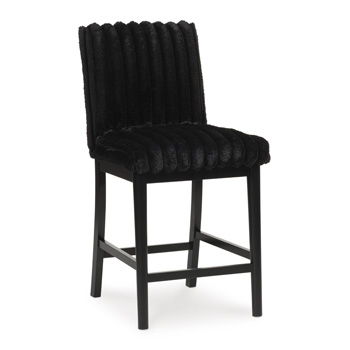Mervannie - Upholstered Barstool (Set of 2) - Black - Roberts Furniture & Mattress (Yorktown, VA)