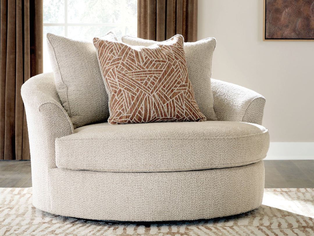 Steelwater Retreat - Oversized Swivel Accent Chair - Latte - Roberts Furniture & Mattress (Yorktown, VA)