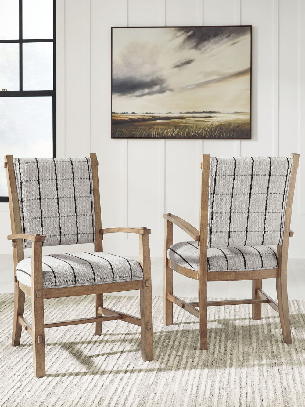 Ridgester - Dining Upholstered Arm Chair (Set of 2) - Light Brown - Roberts Furniture & Mattress (Yorktown, VA)