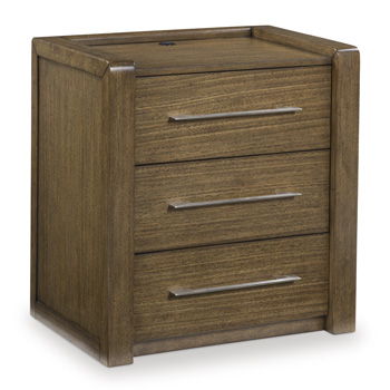 Marxmore - Three Drawer Night Stand - Brown - Roberts Furniture & Mattress (Yorktown, VA)