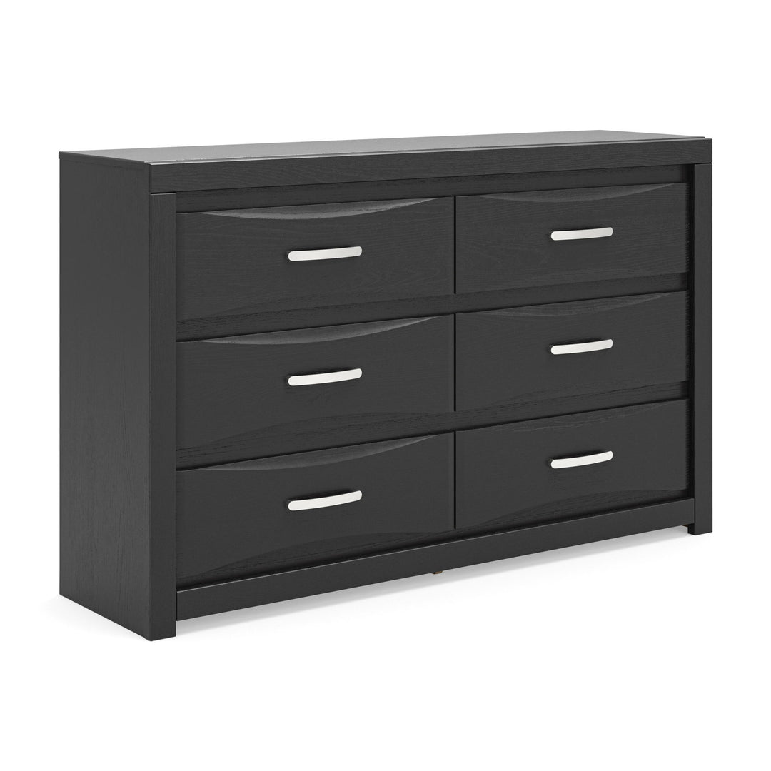 Stabotta - Six Drawer Dresser - Black - Roberts Furniture & Mattress (Yorktown, VA)