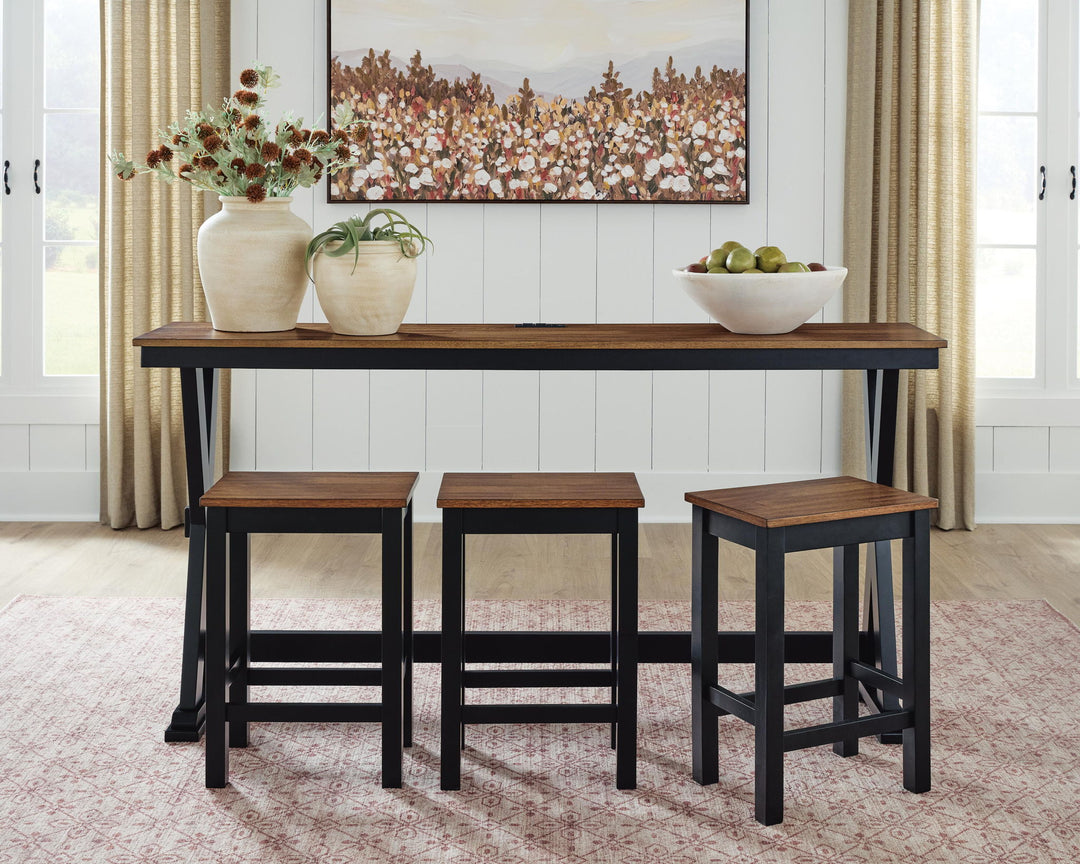 Wildenauer - Rectangular Dining Room Counter Table Set (Set of 4) - Brown / Black - Roberts Furniture & Mattress (Yorktown, VA)