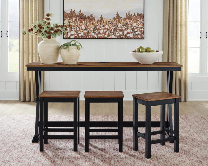 Wildenauer - Rectangular Dining Room Counter Table Set (Set of 4) - Brown / Black - Roberts Furniture & Mattress (Yorktown, VA)