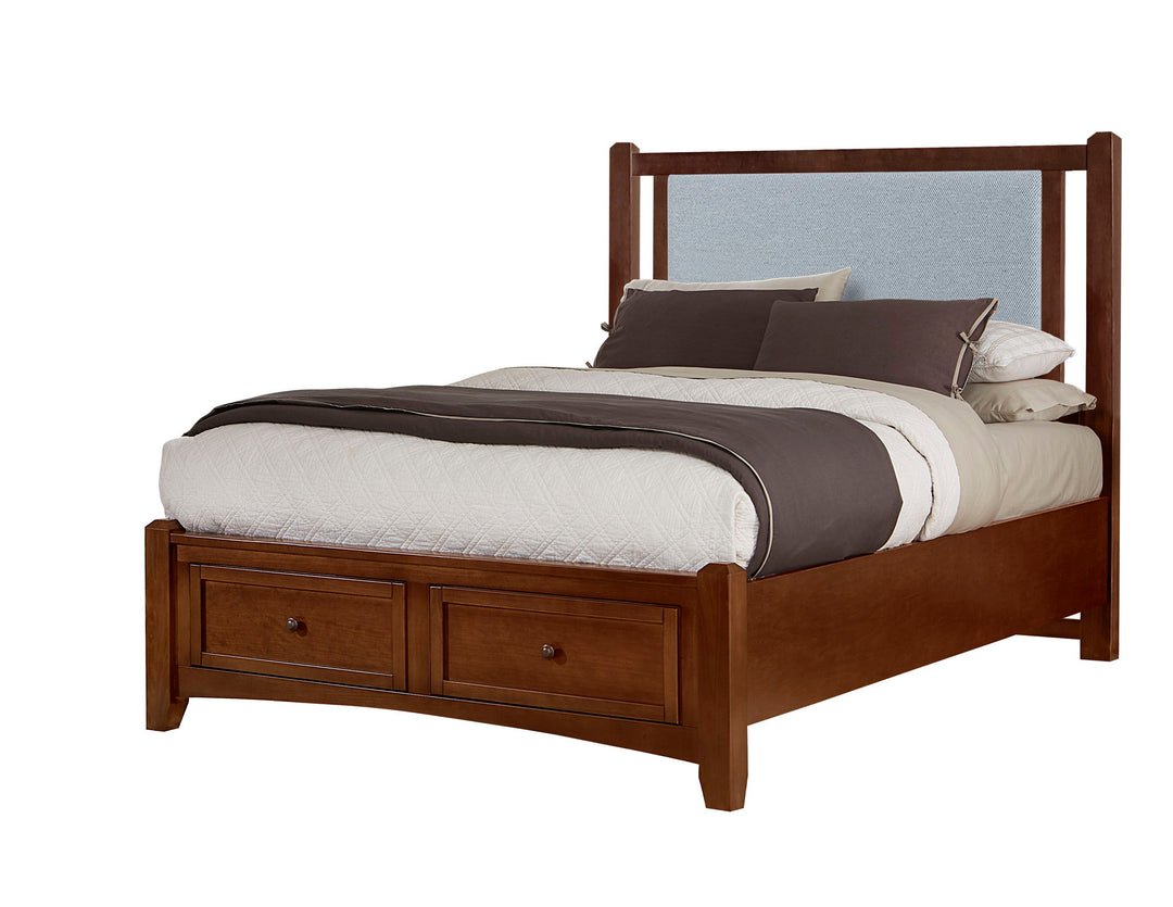 Bonanza - Ocean Blue Linen Upholstered Bed With Storage Footboard - Roberts Furniture & Mattress (Yorktown, VA)