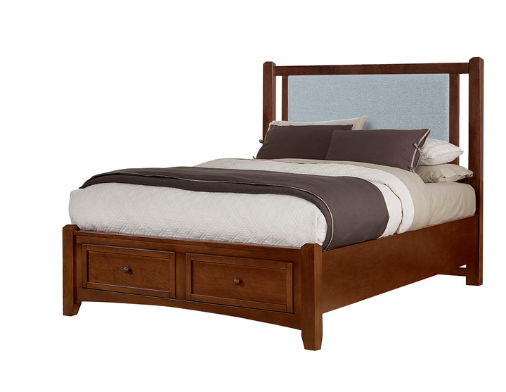 Bonanza - Ocean Blue Linen Upholstered Bed With Storage Footboard - Roberts Furniture & Mattress (Yorktown, VA)