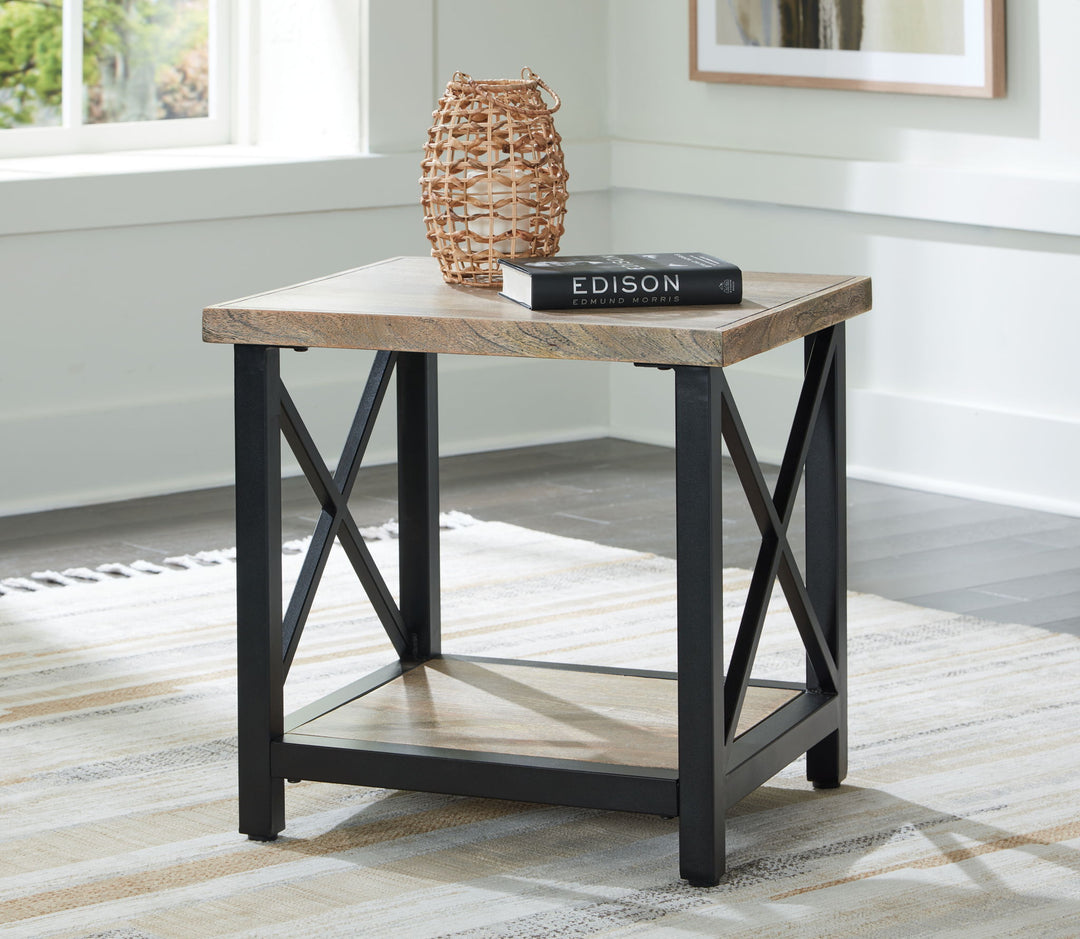 Bristenfort - Rectangular End Table - Brown / Black
