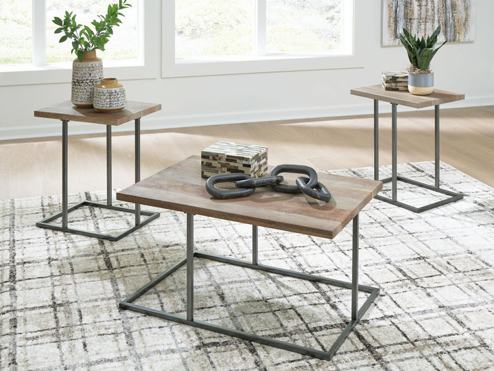 Albreane - Occasional Table Set (Set of 3) - Grayish Brown / Black