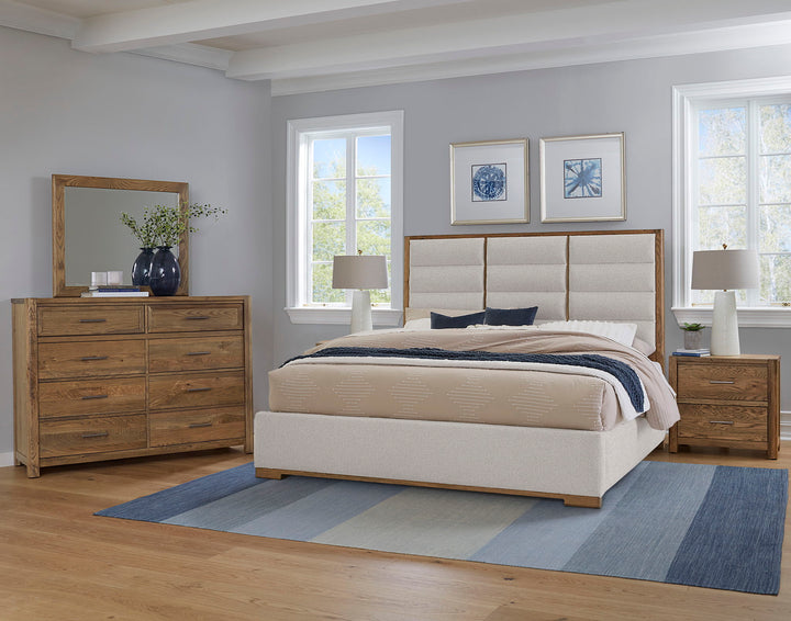 Crafted Oak - Upholstered Bed (Headboard, Footboard With Rails) - Roberts Furniture & Mattress (Yorktown, VA)