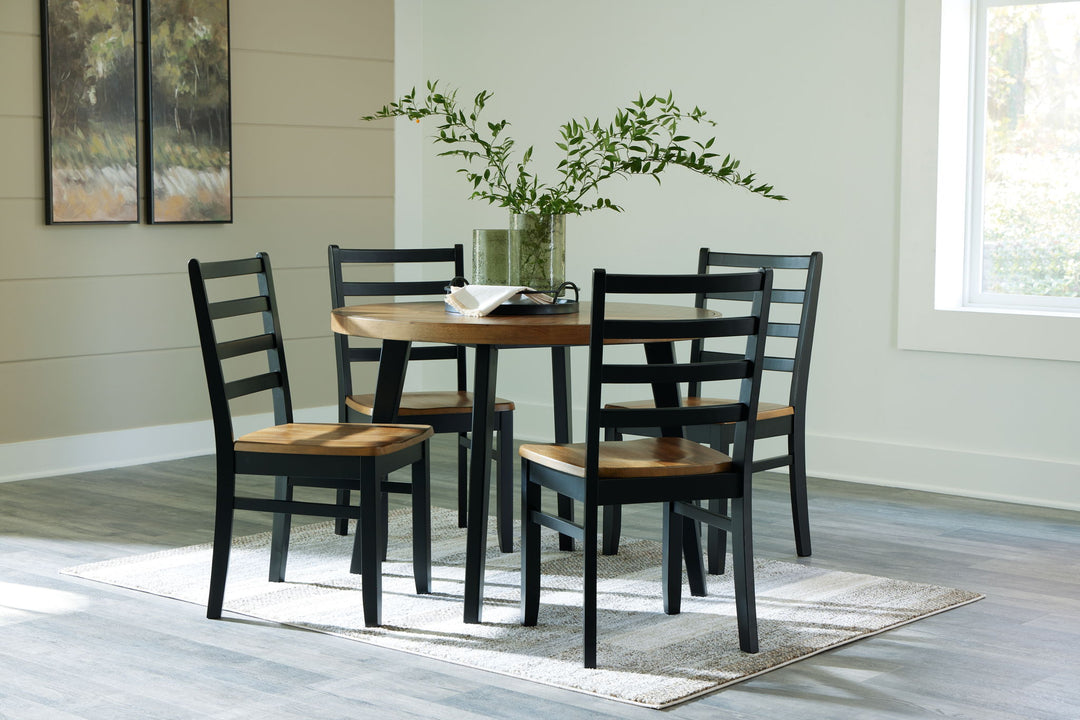 Blondon - Dining Table and 4 Chairs (Set of 5) - Brown / Black