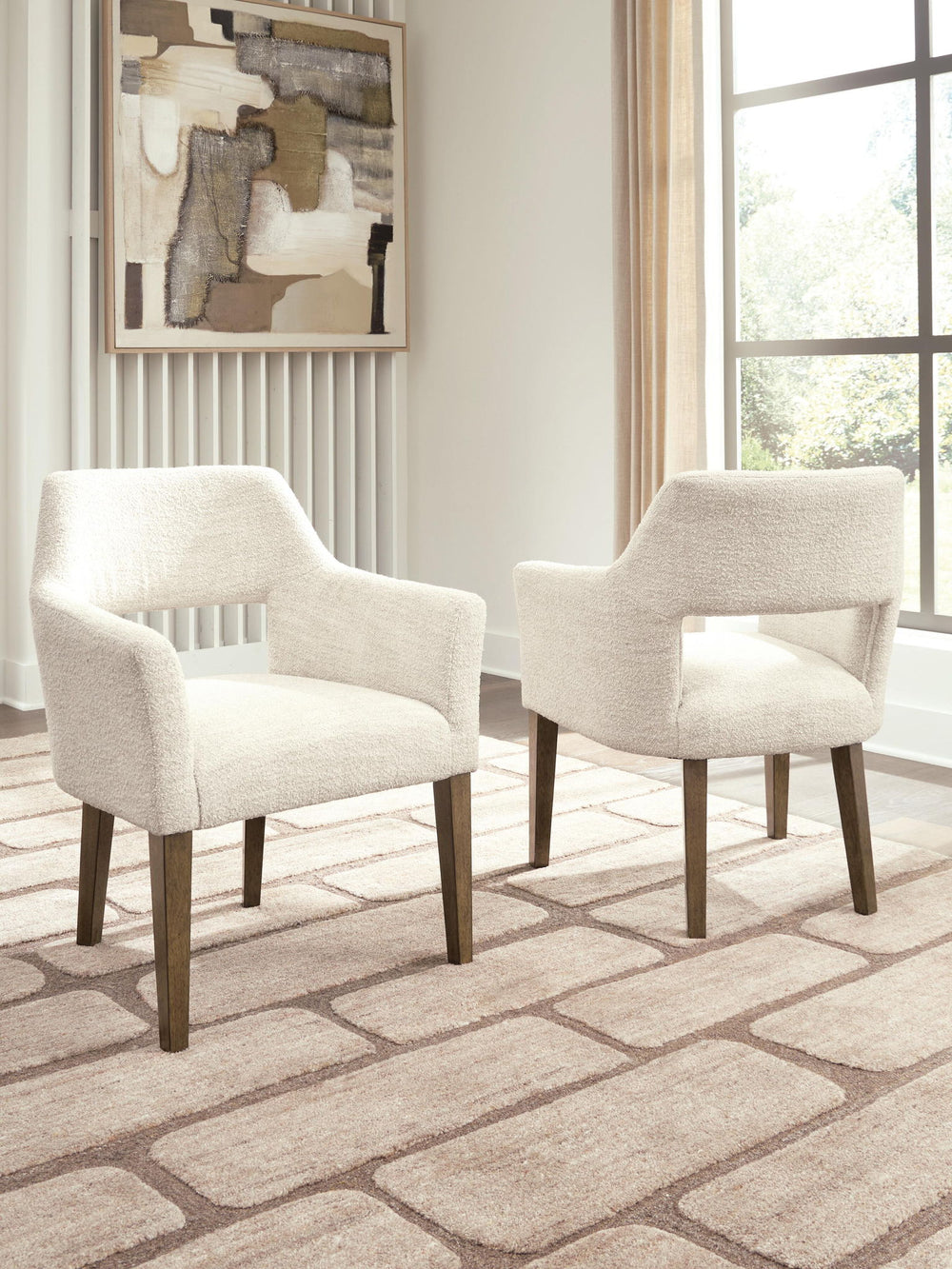 Marxmore - Dining Upholstered Arm Chair (Set of 2) - Beige / Brown - Roberts Furniture & Mattress (Yorktown, VA)
