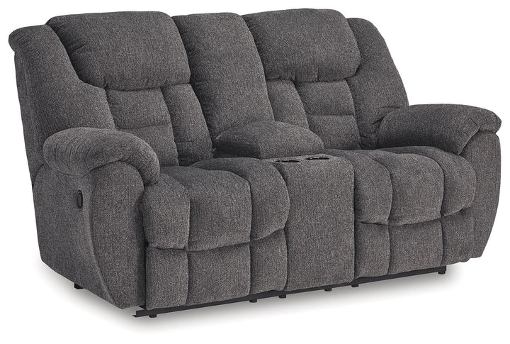 Foreside - Dbl Reclining Loveseat with Console - Charcoal