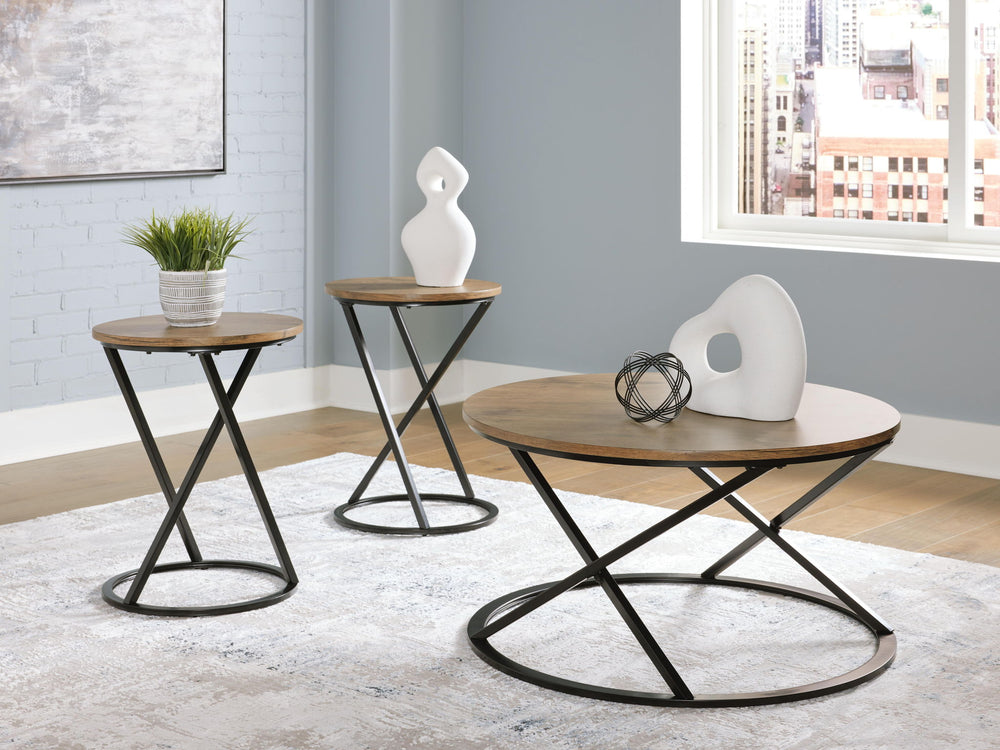 Cassbryn - Occasional Table Set (Set of 3) - Brown / Black - Roberts Furniture & Mattress (Yorktown, VA)