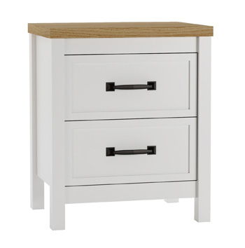 Kerisden - Two Drawer Night Stand - White / Brown - Roberts Furniture & Mattress (Yorktown, VA)