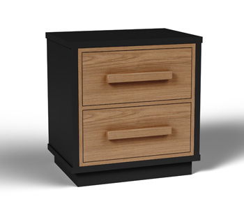 Kozmour - Two Drawer Night Stand - Black / Brown - Roberts Furniture & Mattress (Yorktown, VA)