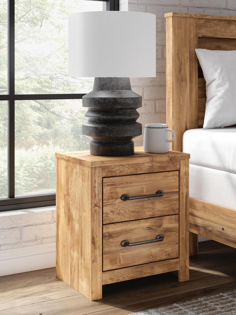 Maystonna - Two Drawer Night Stand - Brown - Roberts Furniture & Mattress (Yorktown, VA)