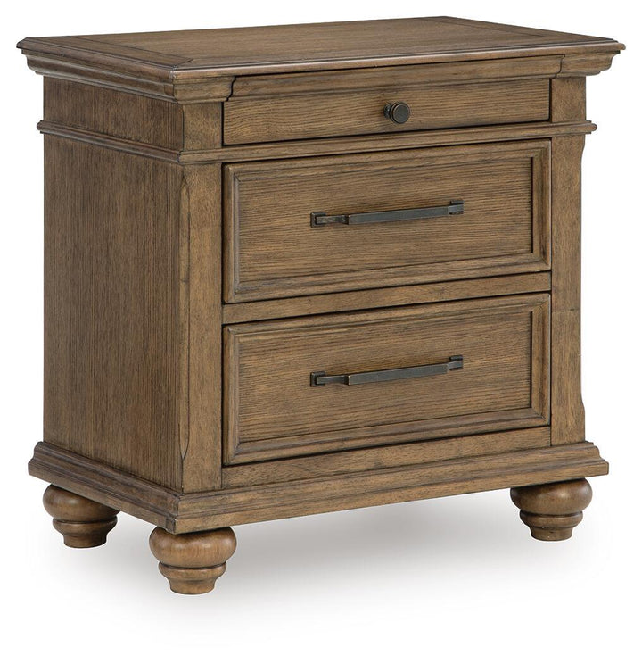 Karallin - Three Drawer Night Stand - Medium Brown - Roberts Furniture & Mattress (Yorktown, VA)