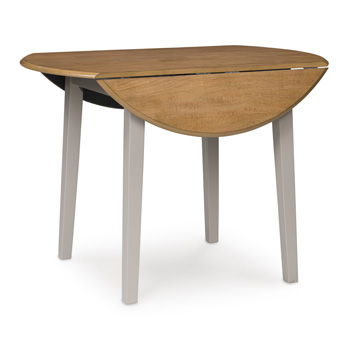Harperfeld - Round Dining Room Drop Leaf Table - Natural / Gray - Roberts Furniture & Mattress (Yorktown, VA)