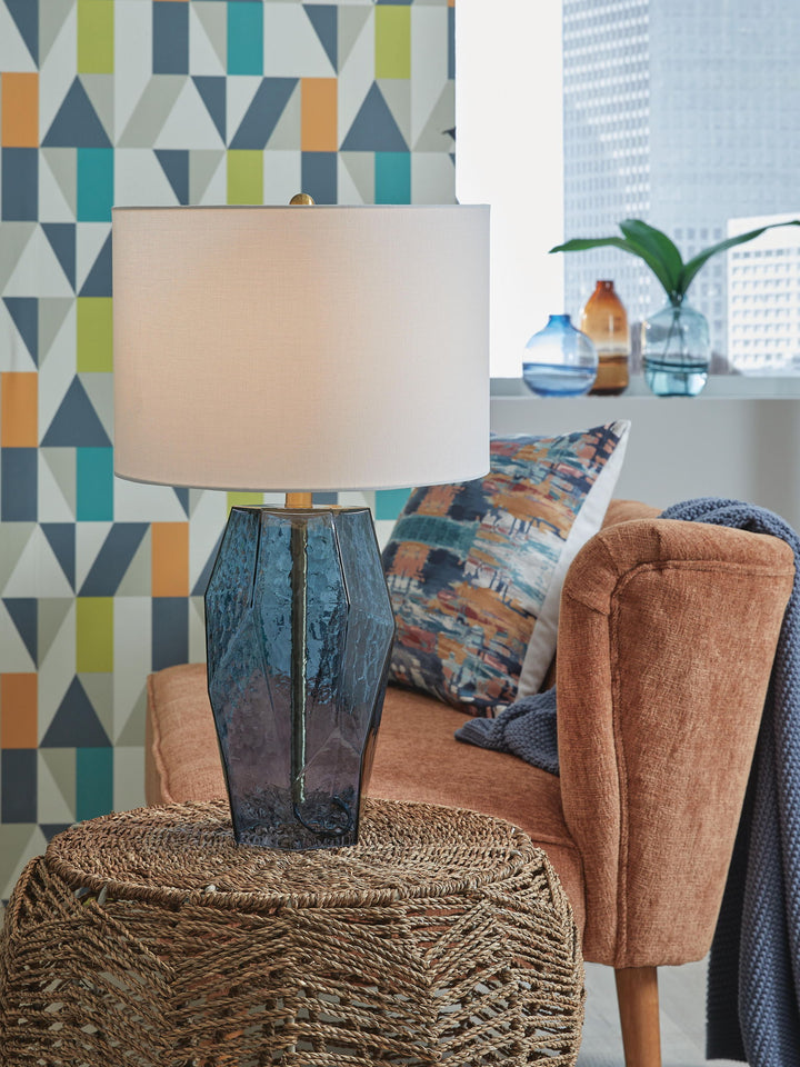 Tallow - Glass Table Lamp - Blue - Roberts Furniture & Mattress (Yorktown, VA)