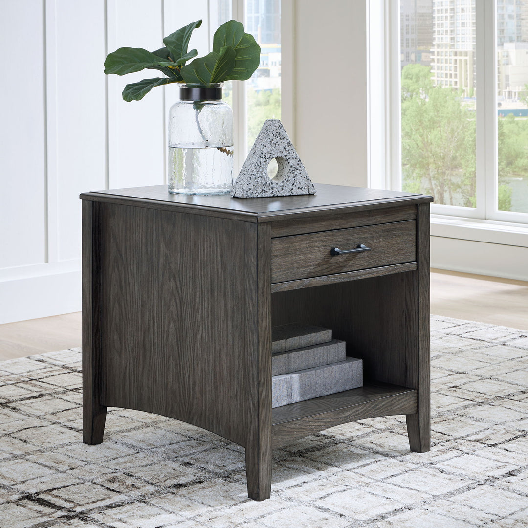 Montillan - Rectangular End Table - Grayish Brown