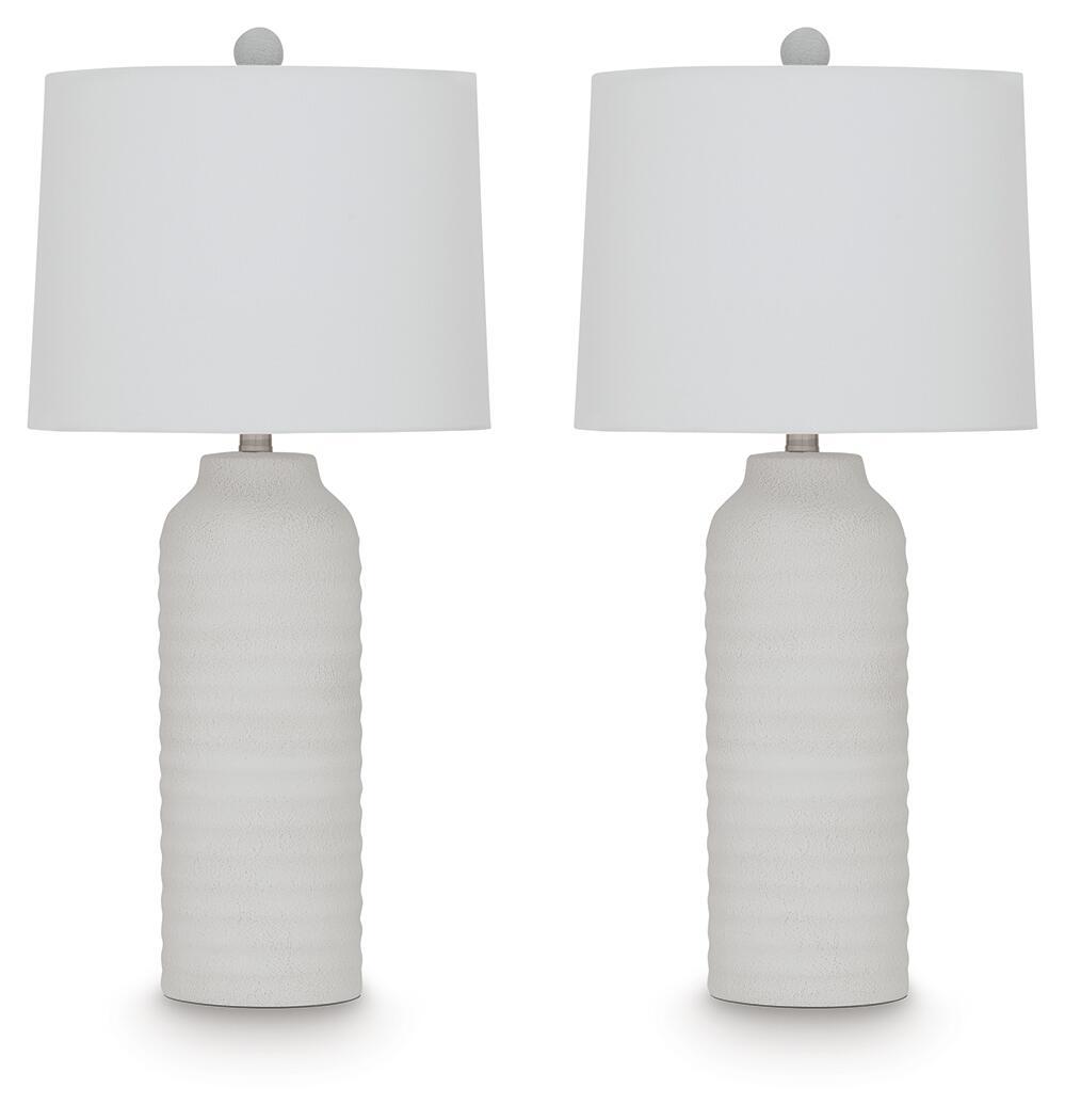 Vauville - Poly Table Lamp (Set of 2) - White - Roberts Furniture & Mattress (Yorktown, VA)