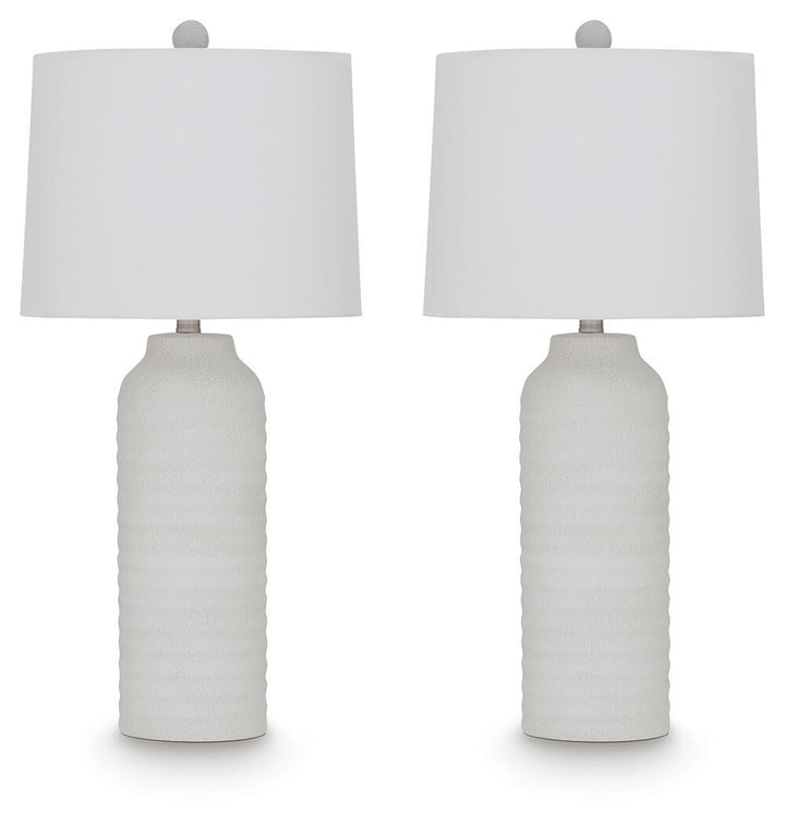 Vauville - Poly Table Lamp (Set of 2) - White - Roberts Furniture & Mattress (Yorktown, VA)