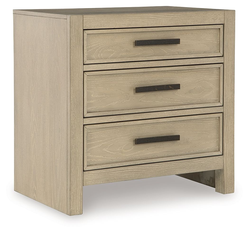 Calmoro - Three Drawer Night Stand - Gray - Roberts Furniture & Mattress (Yorktown, VA)