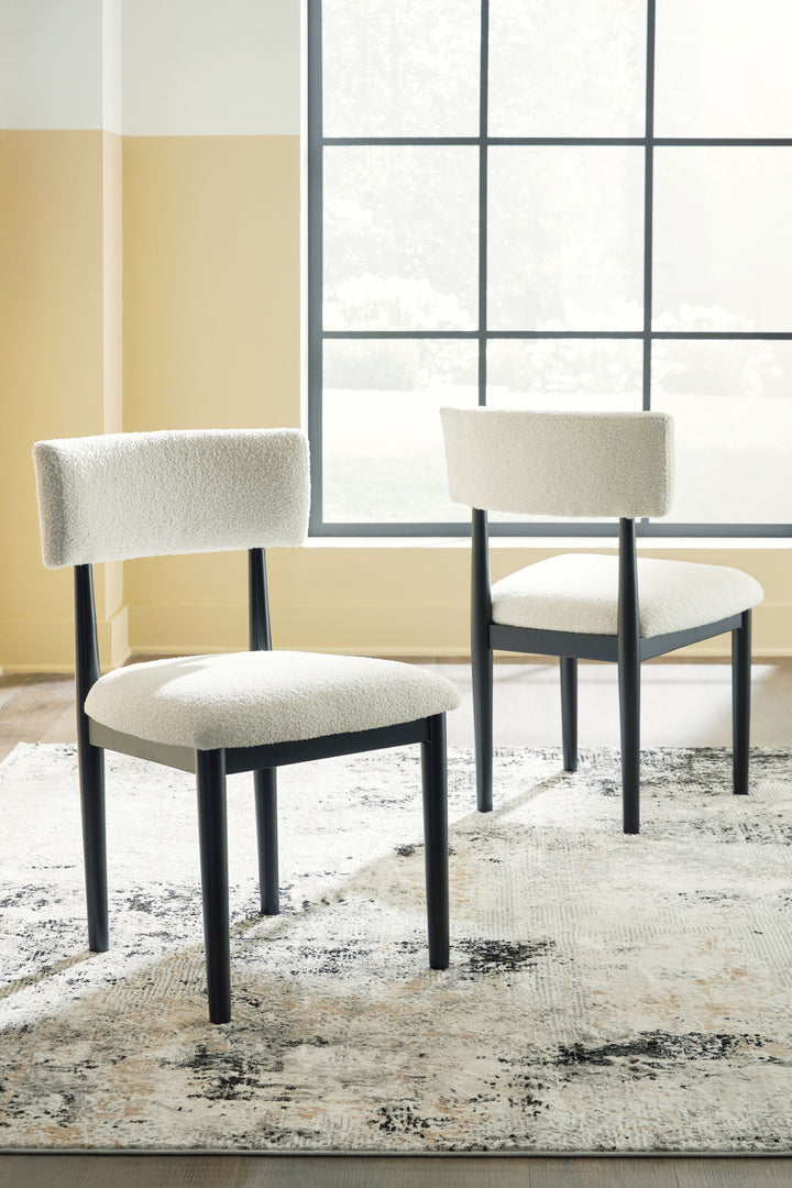 Xandrum - Dining Upholstered Side Chair (Set of 2) - White / Black