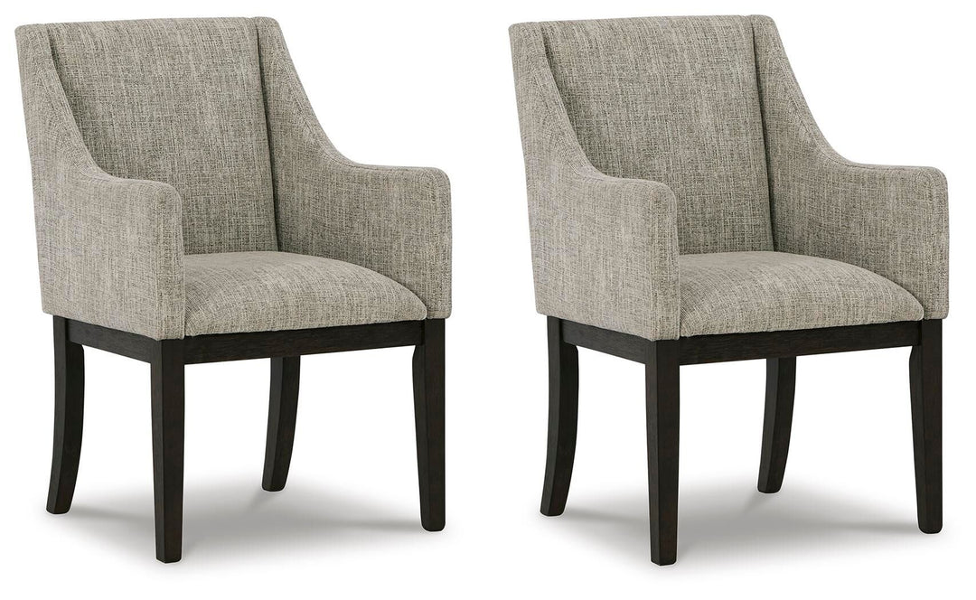 Burkhaus - Dining UPH Arm Chair (Set of 2) - Beige / Dark Brown - Roberts Furniture & Mattress (Yorktown, VA)