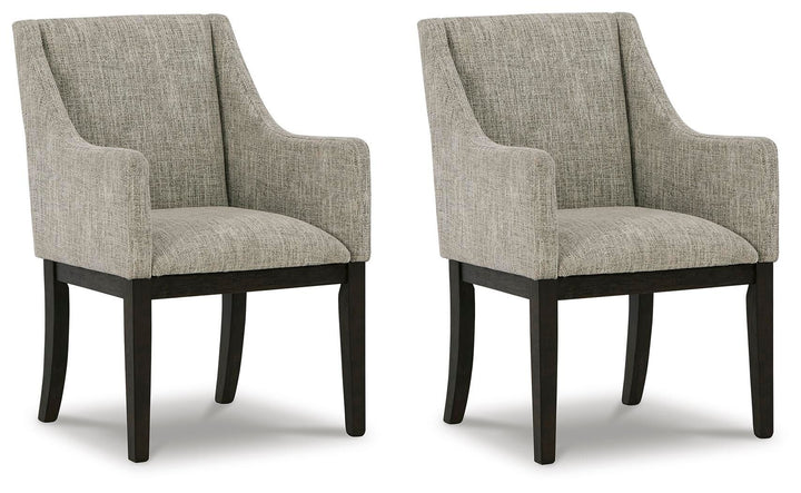 Burkhaus - Dining UPH Arm Chair (Set of 2) - Beige / Dark Brown - Roberts Furniture & Mattress (Yorktown, VA)