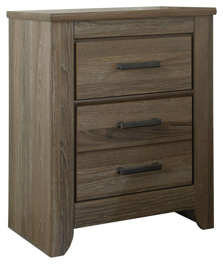 Zelen - Two Drawer Night Stand - Warm Gray