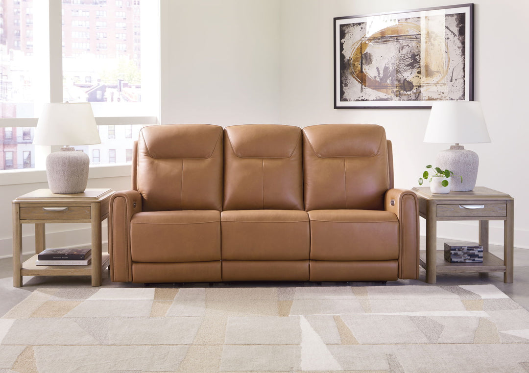 Tryanny - Power Reclining Sofa With Adj Headrest - Butterscotch