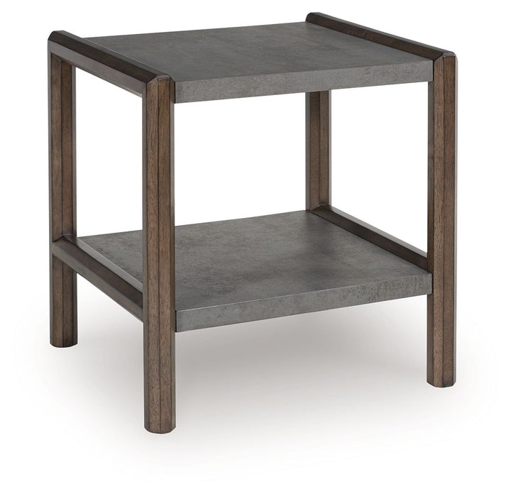Kallenny - Rectangular End Table - Brown / Gray