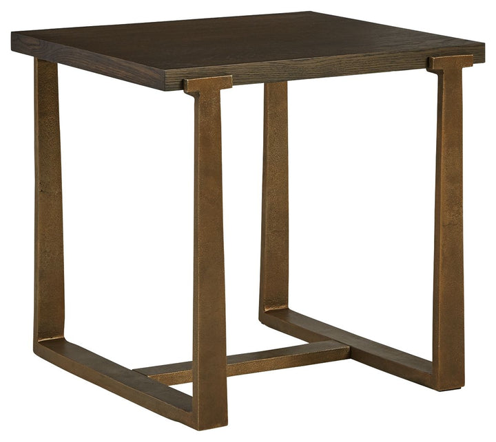 Balintmore - Rectangular End Table - Brown / Gold Finish