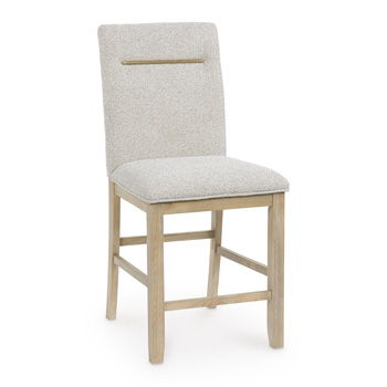 Lasinger - Upholstered Barstool (Set of 2) - Light Brown - Roberts Furniture & Mattress (Yorktown, VA)